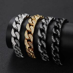 Wholesale Stainless Steel CZ Cuban Chain Hip Hop Bracelet