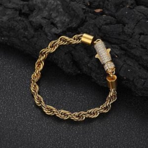 Wholesale Stainless Steel CZ Hip Hop Bracelet