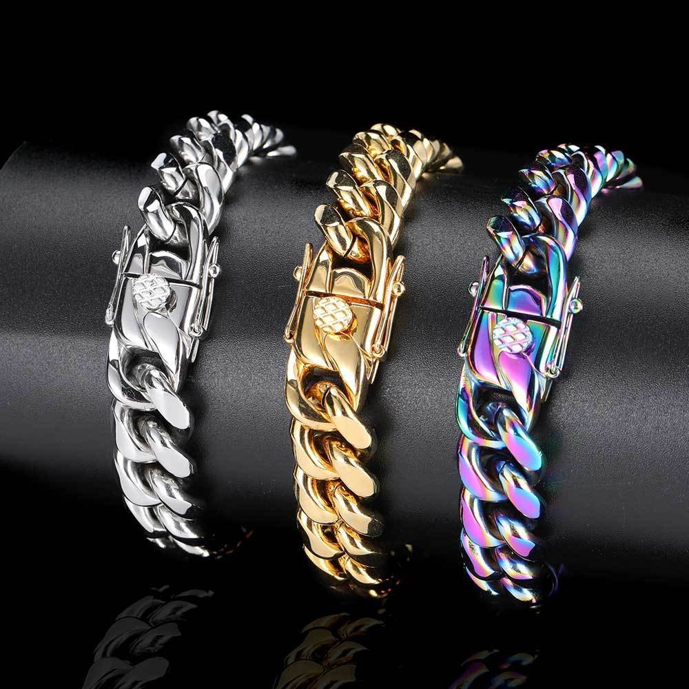 Wholesale Stainless Steel Cuban Chain Hip Hop Bracelet
