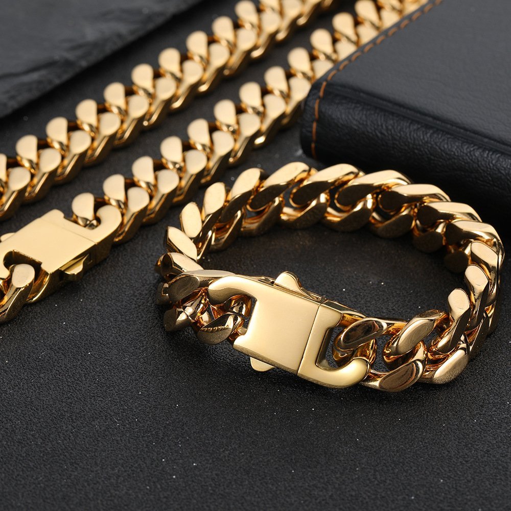 Wholesale Stainless Steel Cuban Chain Hip Hop Bracelet
